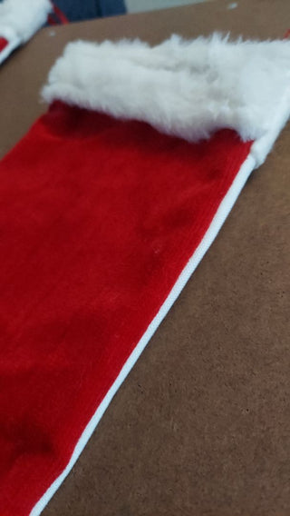 Vintage Red Velvet Fabric and Faux Fur Christmas Stocking (2" top)