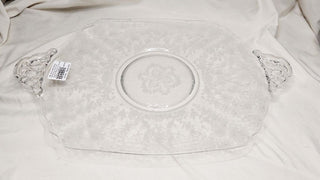 1930s Rose Point Clear Handled Plate Server (Shape 3400) by Cambridge