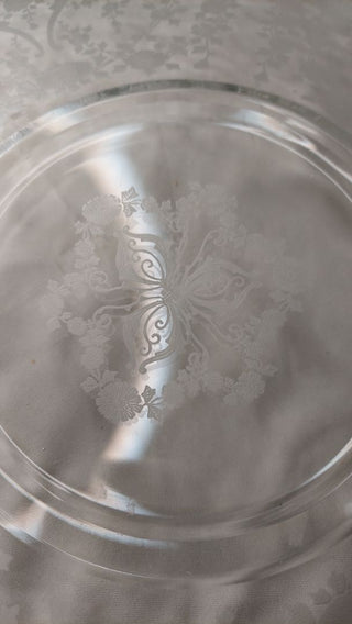 1930s Rose Point Clear Handled Plate Server (Shape 3400) by Cambridge