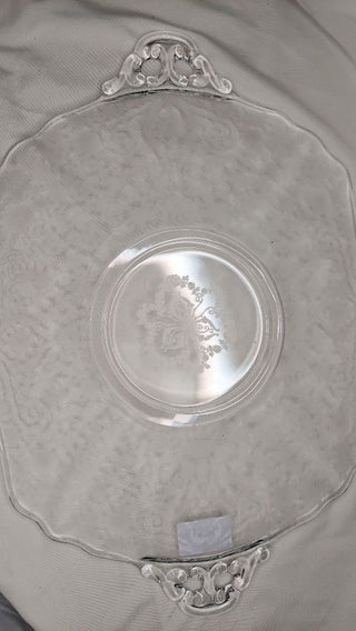 1930s Rose Point Clear Handled Plate Server (Shape 3400) by Cambridge