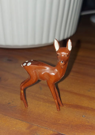 Midcentury Mini Fawn Reindeer Plastic Figurine by Modern Miltex Corp made in Hong Kong