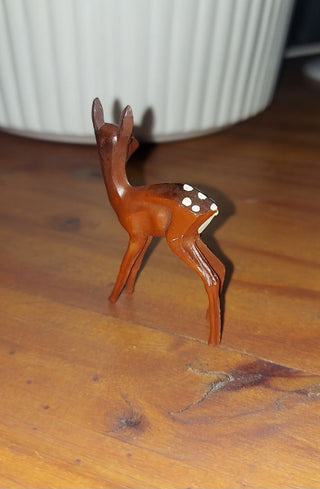 Midcentury Mini Fawn Reindeer Plastic Figurine by Modern Miltex Corp made in Hong Kong