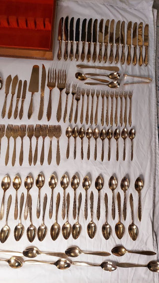 1920s Regal 150pc Gold flatware server set by Dirilyte-Dirigold