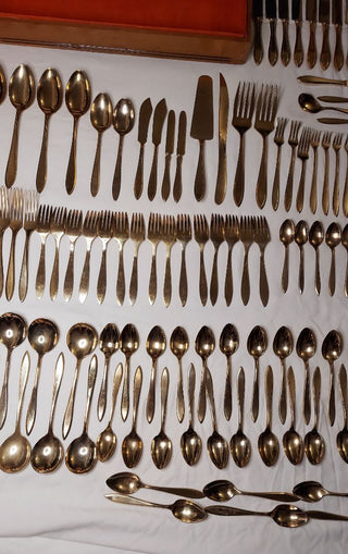 1920s Regal 150pc Gold flatware server set by Dirilyte-Dirigold