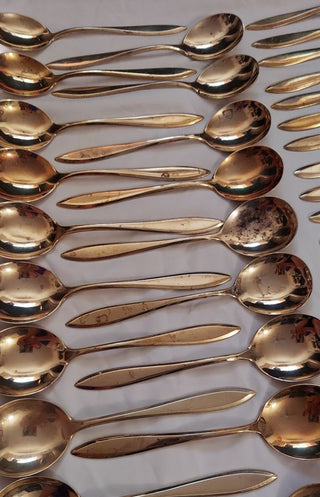 1920s Regal 150pc Gold flatware server set by Dirilyte-Dirigold