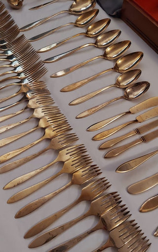 1920s Regal 150pc Gold flatware server set by Dirilyte-Dirigold