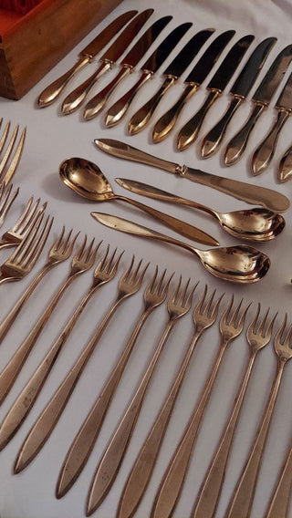 1920s Regal 150pc Gold flatware server set by Dirilyte-Dirigold