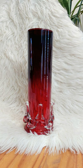 1980s Red Eastern European vase by Jerzy Słuczan - Orkusz for Tarnowiec, postmodern art glass