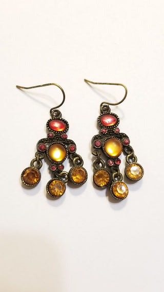 EB Hook Earrings Triple Dangly Warm Tones