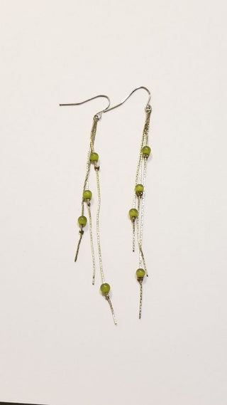 EB Silver Glass Bead 3 Strand Dangly Earring