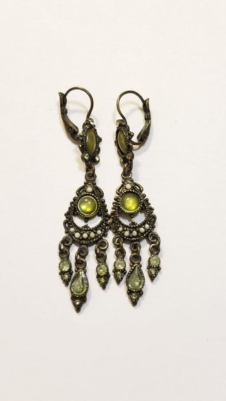 EB Triple Teardrop Closed Hook Earrings Green