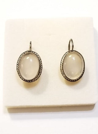 EB Moonstone 925 Sterling Silver Cabochon Closed Hook Earrings