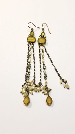 EB 90s Boho Freshwater Pearl Super Long Dangly Earrings