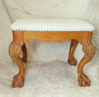 Young Hinkle Claw and Ball Cabriole Leg stool seat bench with modern farmhouse corduroy upholstery