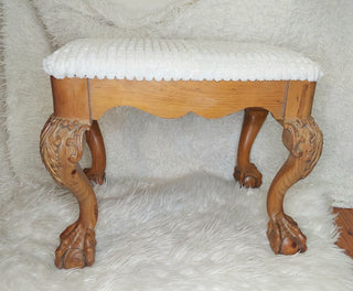 Young Hinkle Claw and Ball Cabriole Leg stool seat bench with modern farmhouse corduroy upholstery