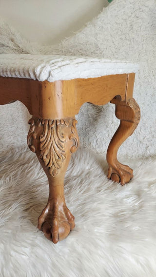 Young Hinkle Claw and Ball Cabriole Leg stool seat bench with modern farmhouse corduroy upholstery