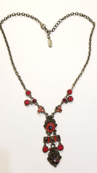 EB Signed Necklace Ruby Red with Enamel Details