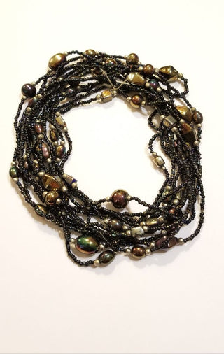 EB 3 Ultra Long Single Strand Beaded Necklace Iridescent