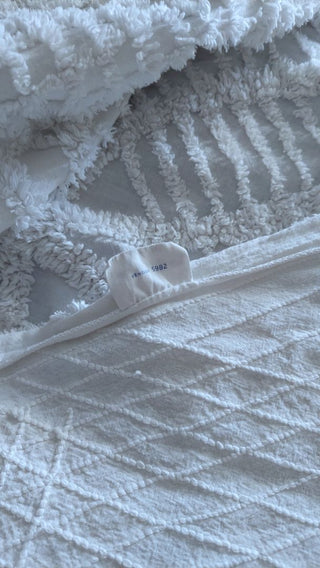 1950s White Chenille Bedspread Queen - Double Size, rings design, by Fashion Manor Pennys