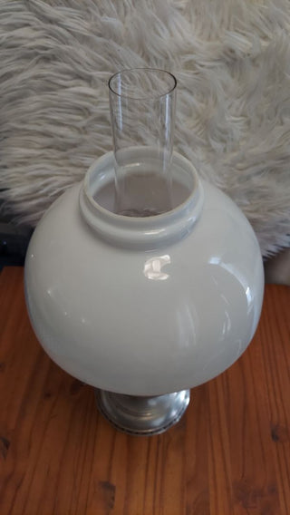 1915-16 Antique Model 6 Oil Lamp by Aladdin Mantle Lamp Company, milk glass shade as is