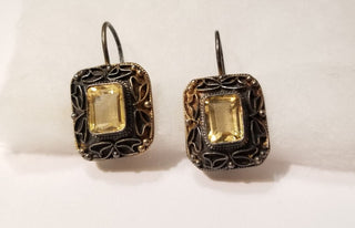 EB Citrine 925 Silver Earrings Closed Hook