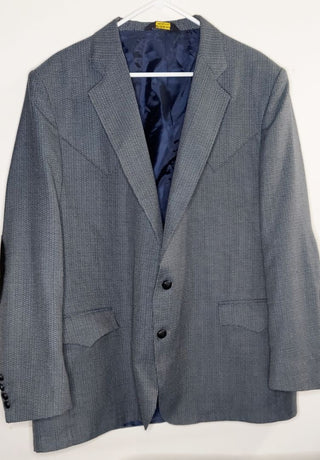 1960s Grand Entry Men's Sport Coat Western Cut Blazer Heather Gray Blue, vintage blazer sports coat.