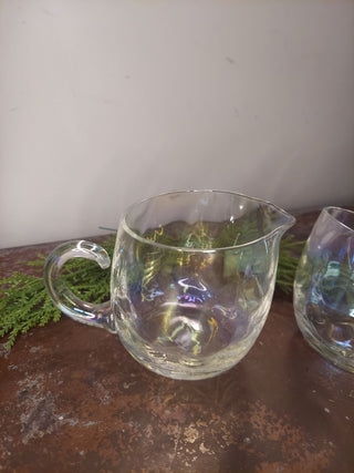 1958 Iridescent Luster Open Sugar & Creamer Set by West Virginia Glass Specialty