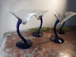 Martini glass set of 4 - Libbey Bravura Cobalt Blue Swerve collection