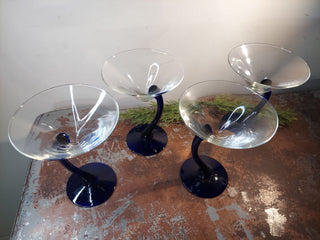Martini glass set of 4 - Libbey Bravura Cobalt Blue Swerve collection