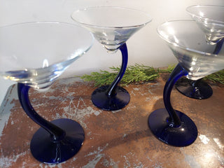 Martini glass set of 4 - Libbey Bravura Cobalt Blue Swerve collection