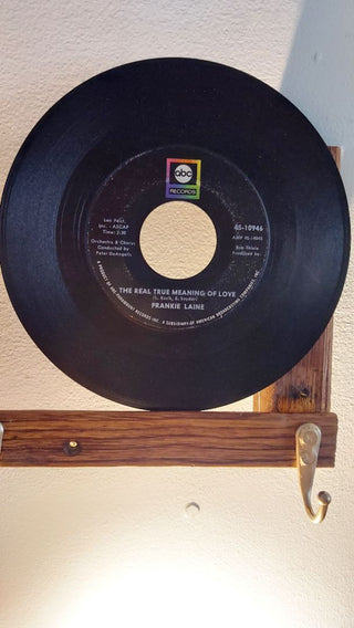 The Vinyl Record and Acrylic Hook Rack. Upcycled Vintage 45 RPM Vinyl Record Wall Mount Hanging Rack - 4 hook (As-Is)