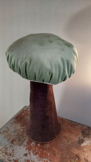 27" Large Plush Woodland Freestanding Mushroom statue Decor - made with vintage fabric, Local Artisan Made