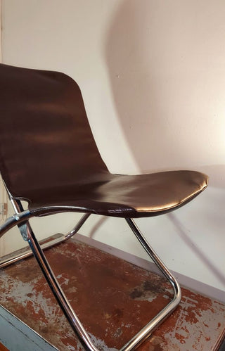 1972 Bob Fujioka Designed for Samsonite by Design West  - Folding Sling chrome tubular steel frame Chair (As-Is)