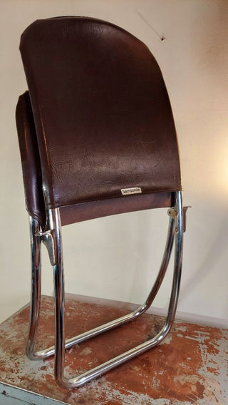 1972 Bob Fujioka Designed for Samsonite by Design West  - Folding Sling chrome tubular steel frame Chair (As-Is)