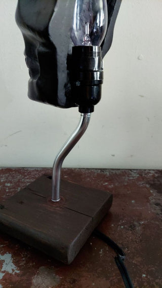 Artist Sculpted Half Skull Art Figurine Table Lamp - As-Is