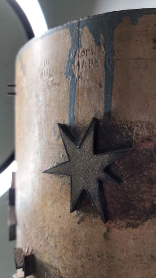 Midcentury atomic "starlight" design, cylinder printing block, textile wallpaper fabric roller print block - 23.5" As-Is
