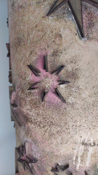 Midcentury atomic "starlight" design, cylinder printing block, textile wallpaper fabric roller print block - 23.5" As-Is