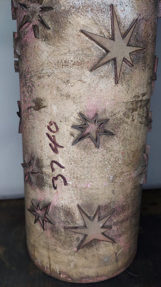 Midcentury atomic "starlight" design, cylinder printing block, textile wallpaper fabric roller print block - 23.5" As-Is