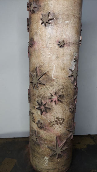 Midcentury atomic "starlight" design, cylinder printing block, textile wallpaper fabric roller print block - 23.5" As-Is