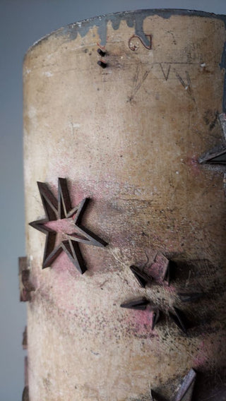 Midcentury atomic "starlight" design, cylinder printing block, textile wallpaper fabric roller print block - 23.5" As-Is