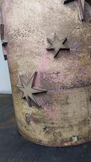 Midcentury atomic "starlight" design, cylinder printing block, textile wallpaper fabric roller print block - 23.5" As-Is