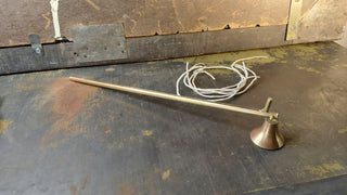 Brass Candle Lighter With Bell Flame Snuffer, includes 6 wax light strings