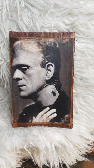 b) Love Story - 1935 Mr and Ms Frankenstein Profile Portraits Print on Wood - Hang me or Frame me