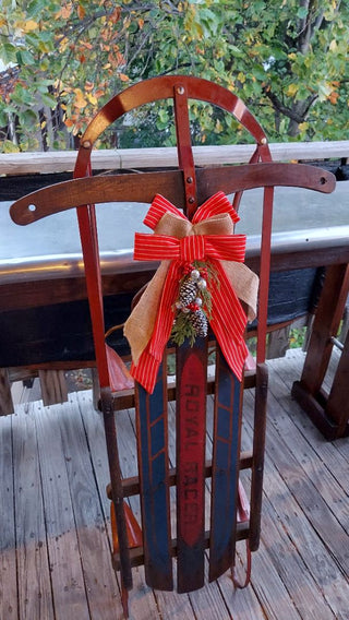 1950s Royal Racer Snow Sled Vintage Christmas Decor, winter holiday decoration (As-Is)