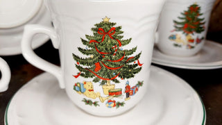 Christmas Tree Stoneware Cup and Saucer Set For 4 (8pc) by Vitromaster