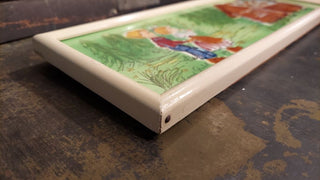 Midcentury "Hansel and Gretel" fairy tail hand-painted tile wall art, signed "Anderson" (As-Is)