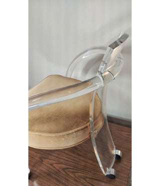 1970s Modern Acrylic Vistas collection See-thru armchair with cream velvet seat designed by Herbert Abraham by Hill Manufacturing  (As-Is)