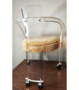 1970s Modern Acrylic Vistas collection See-thru armchair with cream velvet seat designed by Herbert Abraham by Hill Manufacturing  (As-Is)