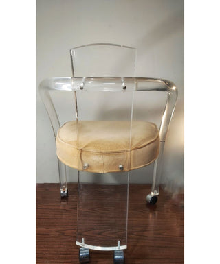 1970s Modern Acrylic Vistas collection See-thru armchair with cream velvet seat designed by Herbert Abraham by Hill Manufacturing  (As-Is)