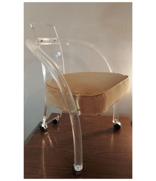 1970s Modern Acrylic Vistas collection See-thru armchair with cream velvet seat designed by Herbert Abraham by Hill Manufacturing  (As-Is)